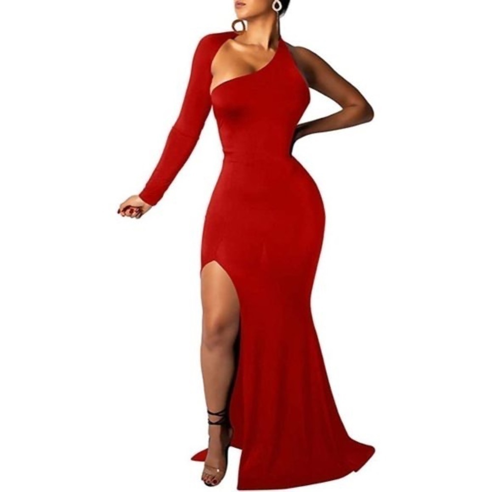 ⭐️SEXY Elegant One Shoulder Backless Evening Long Front Slit Dress⭐️